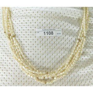 7/1108 Multistrand Freshwater Pearls with 14k Beads and Clasp